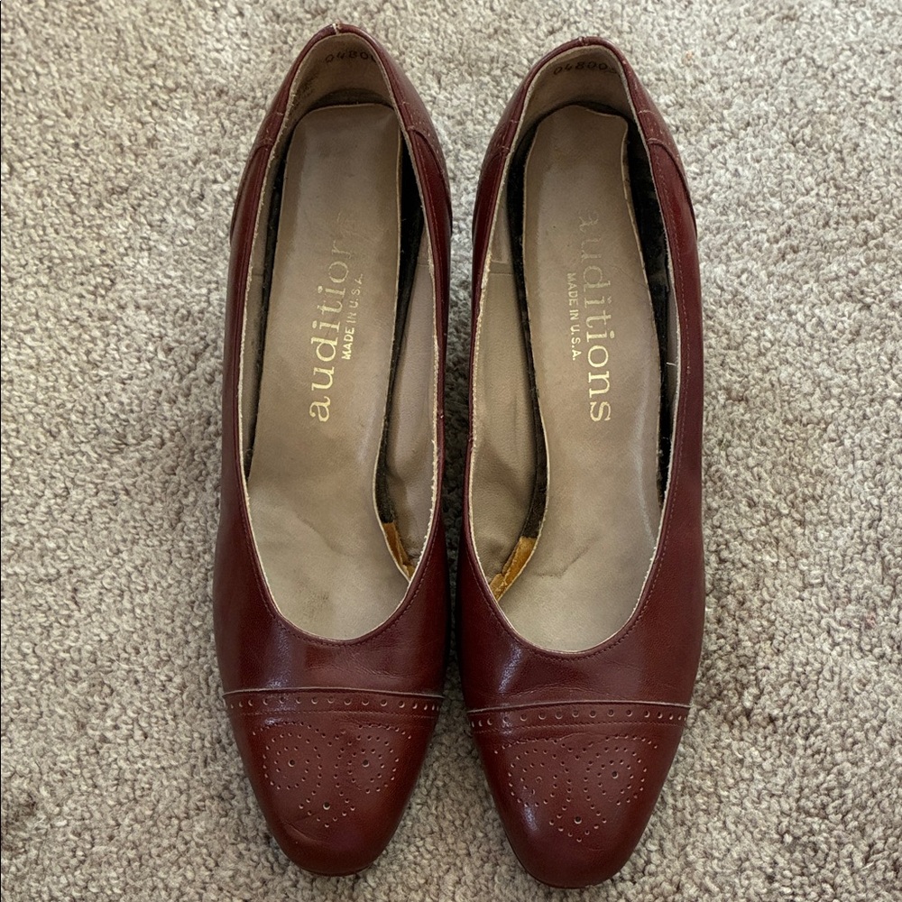 Auditions Women's Burgundy Leather Flats